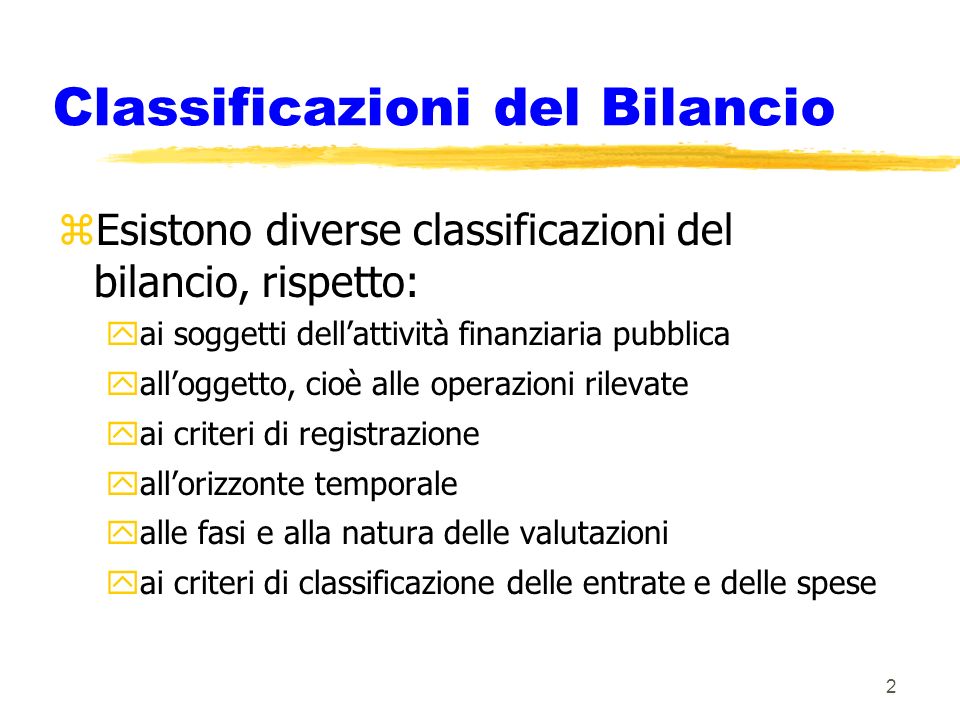 Il Bilancio Pubblico Classificazioni Del Bilancio Ppt Scaricare